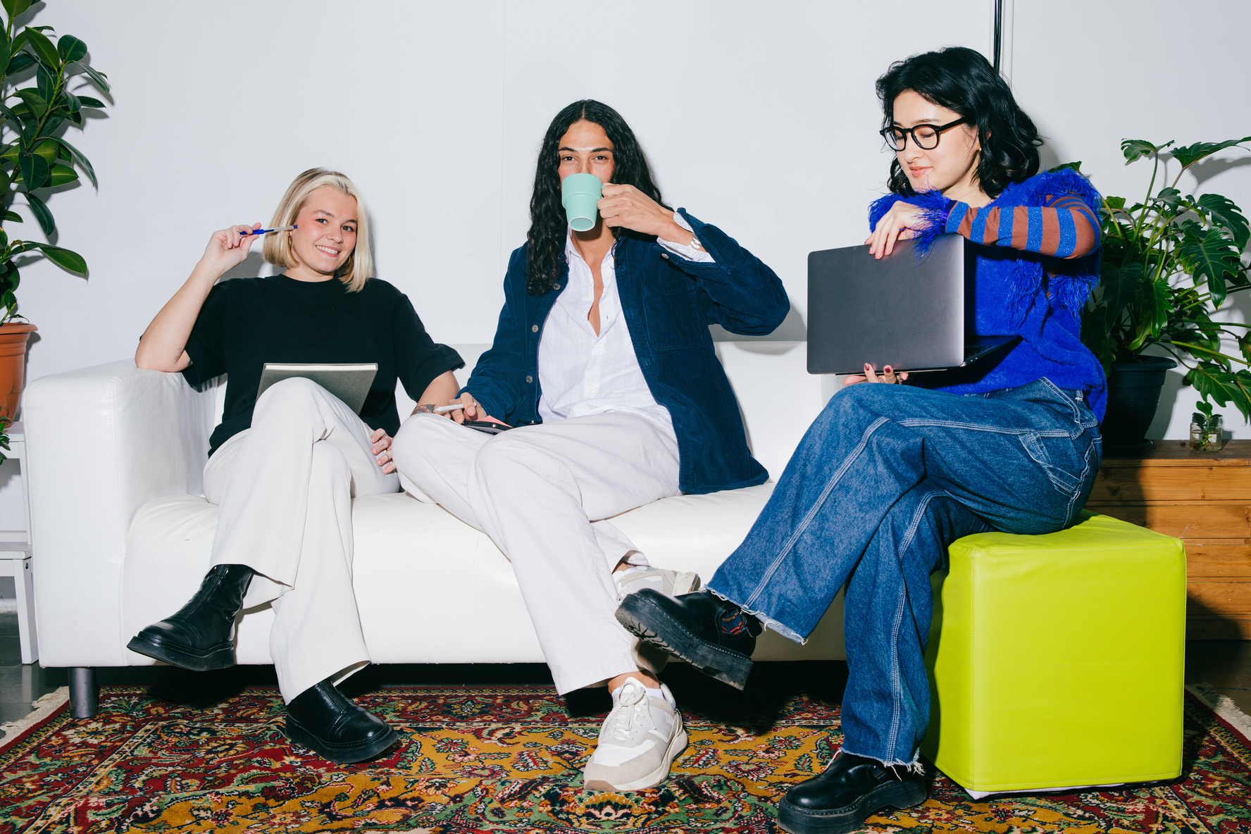 High Flash People Portraits Colleagues at an Office Lounge